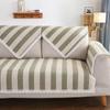 Striped Cotton and Linen Sofa Cushion for All Seasons, Non-slip Thickened Linen, Simple Modern Solid Wood Fabric Sofa Towel Cover