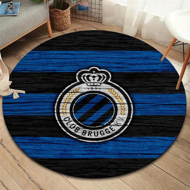 Club Brugge KV Round Area Rug,Carpet Rug for Living Room Bedroom Sofa Playroom Decor,Non-slip Floor Mat