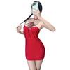 Red Embroidered Erotic Ancient Style Qipao Nightgown for Role Play