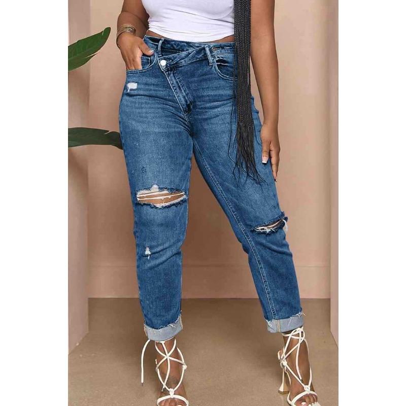 VEZFAA Damenmode, lässig, einfarbig, bedruckt, hohe Taille, Hosen, Hosen und Caprihosen