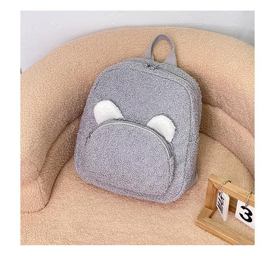 Plush Backpack Women's Bag Autumn and Winter New Cute Bear Ear Backpack Girls Parent-child Bag
