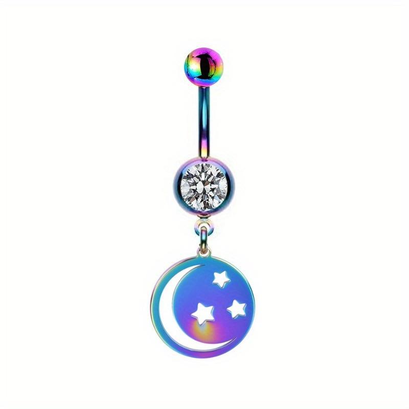1pc Stainless Steel Gradient Blue Purple Animal Planet Navel Ring Alien Piercing Navel Ornament