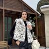 European and American autumn and winter new temperament fashion stand-up collar sleeveless leopard print artificial fluffy bobcat vest vest