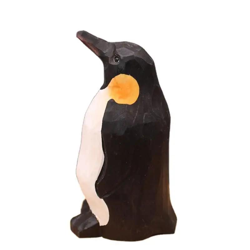 Crafts Penguin Simulation Animal Carving Log Decoration Emperor Penguin Decoration