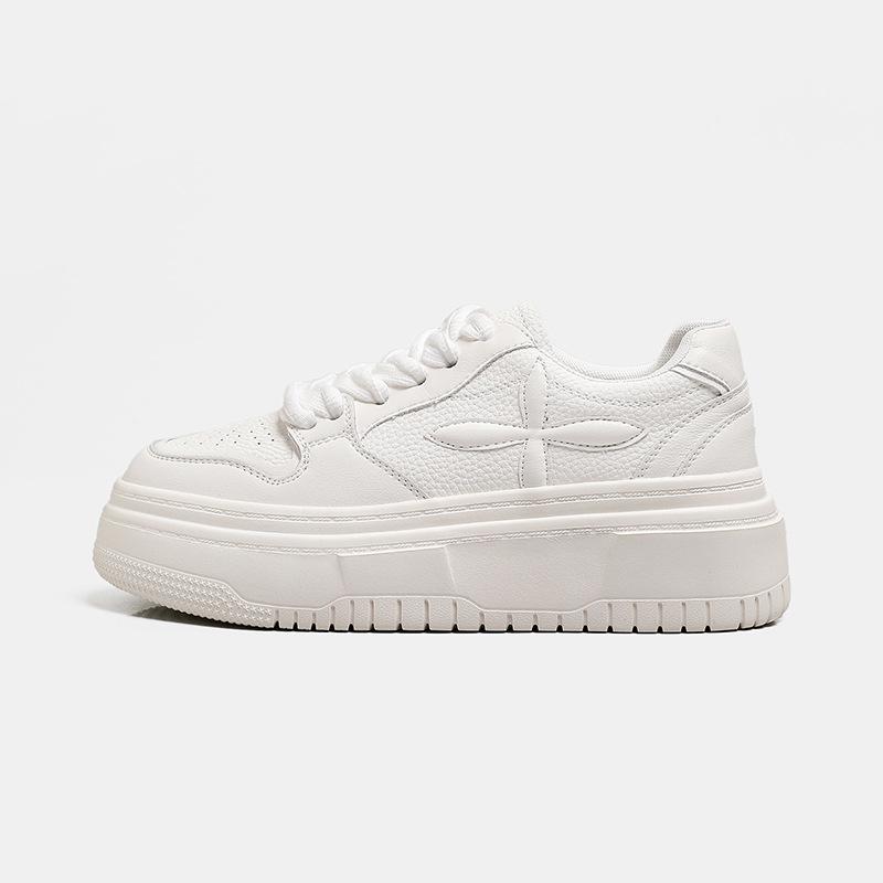 Little White Shoes Women's 2025 Autumn New Thick-soled Heightening Breathable Sports Shoes Women's Casual Leather Design Board Shoes Women~