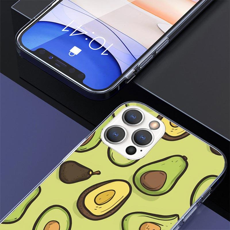 Cartoon Fruit Avocado Case Phone Cover for Apple iphone 16 15 14 13 12 Mini 11 Pro Max 16E X XS XR 7 Plus 8 + SE 2020 Trend Fund