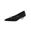 pointed suede shallow mouth high heels women's new temperament versatile small golden bean crystal heel single shoes women
