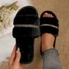 Fashion Women Shoes Luxury Home Fur Slippers Women Winter Indoor Cozy Open Toe Fluffy Slides Woman Comfortable Plush Warm House Slippers