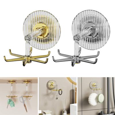 Creative Punching Free Hook Rotating Vacuum Suction Cup Hook Wall Mounted Easy Install Kitchen Bathroom Hook