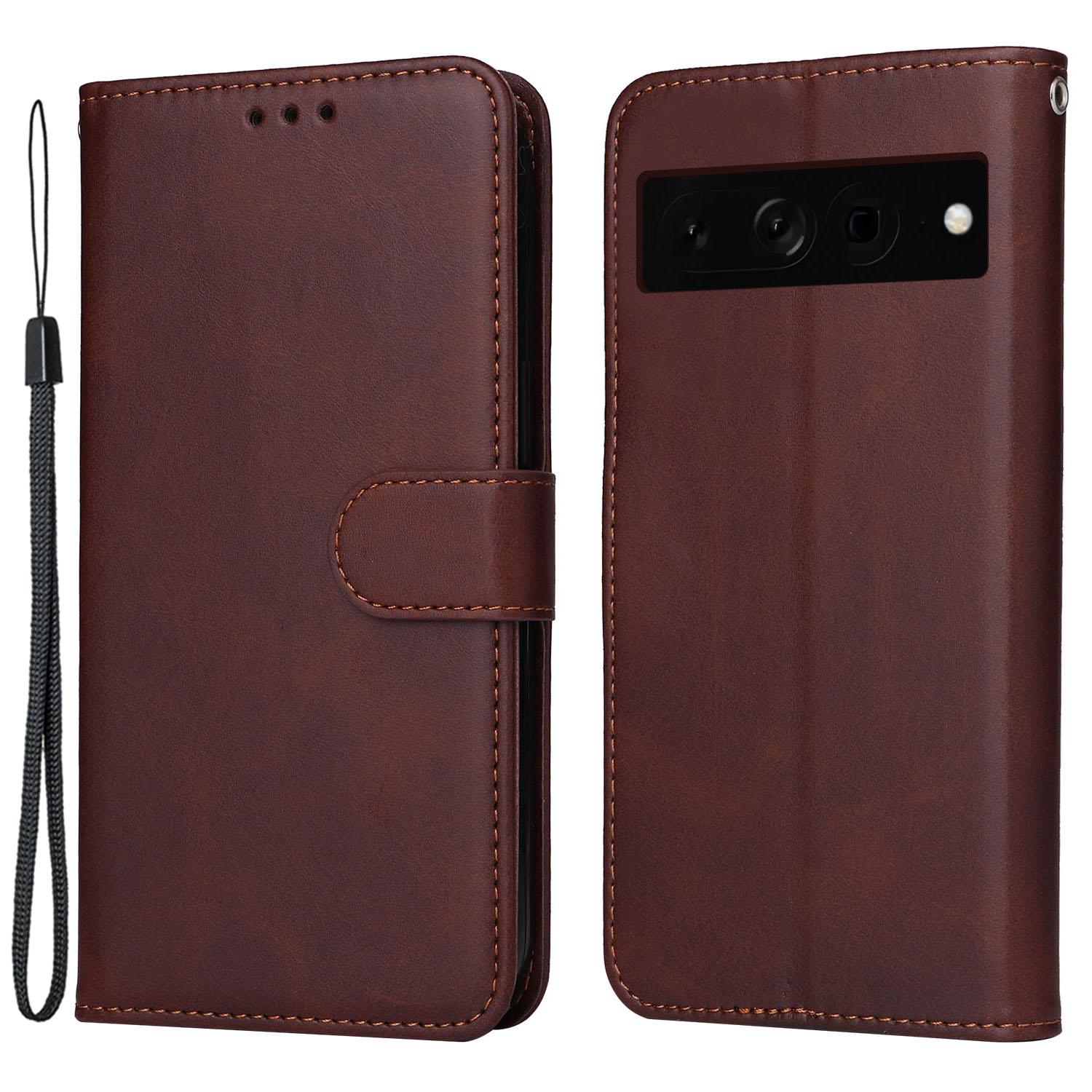 

For Google Pixel 7 Pro 5G PU Leather Wallet Stand Case Calf Texture Anti-drop Phone Case Brown