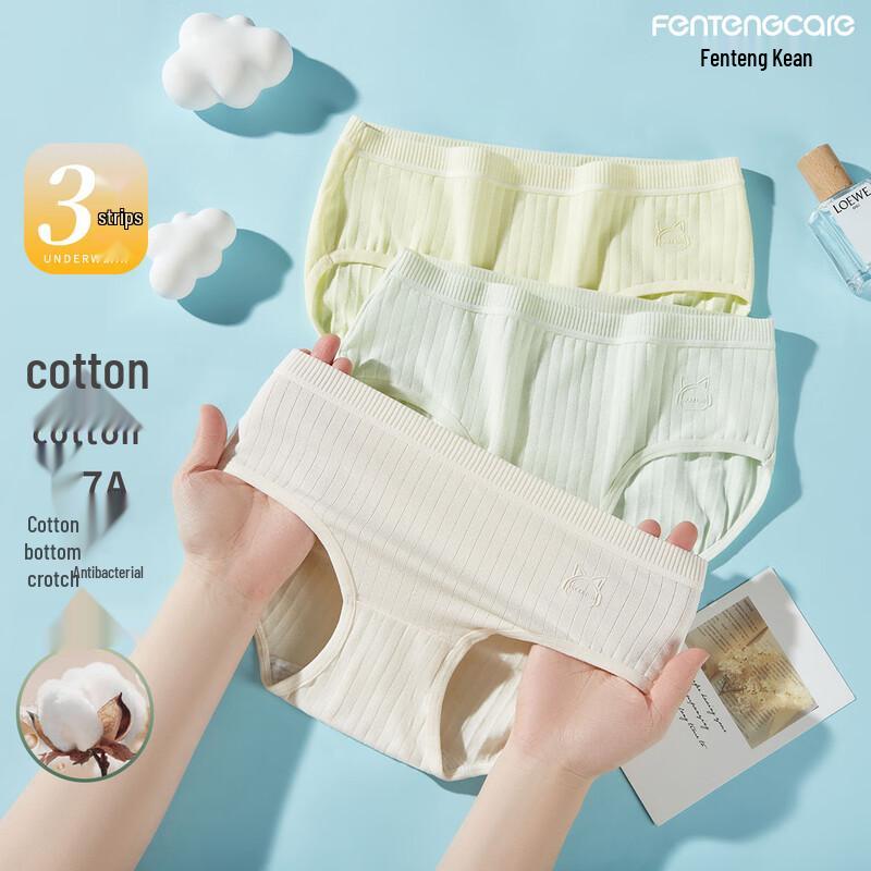 

FENTENGCARE Women s 7A Antibacterial Mid-Waist Underwear 3-Pack M