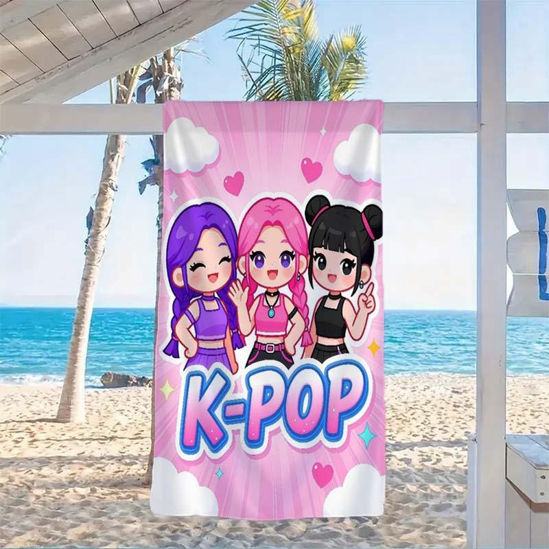 K Girl Group Printed Beach Towel Microfiber Soft Quick Dry Gym Sports Towel Cute Kids Bath Towel Trendy Daily Beach Accessories