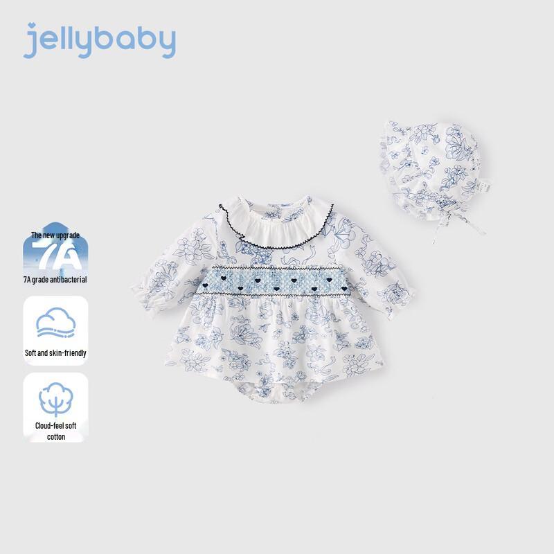 JELLYBABY Девочки 7A Антибактериальный Ромпер с Французским Цветочным Принтом 90cm