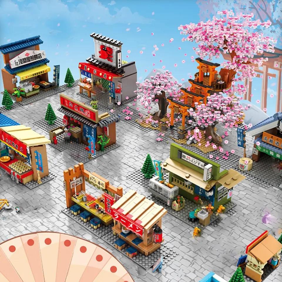 341 Pcs City Scence Japanese Style DIY Building Block Bar Crab House Model Gift Toys For Boys Girls With Mini Figure Gifts