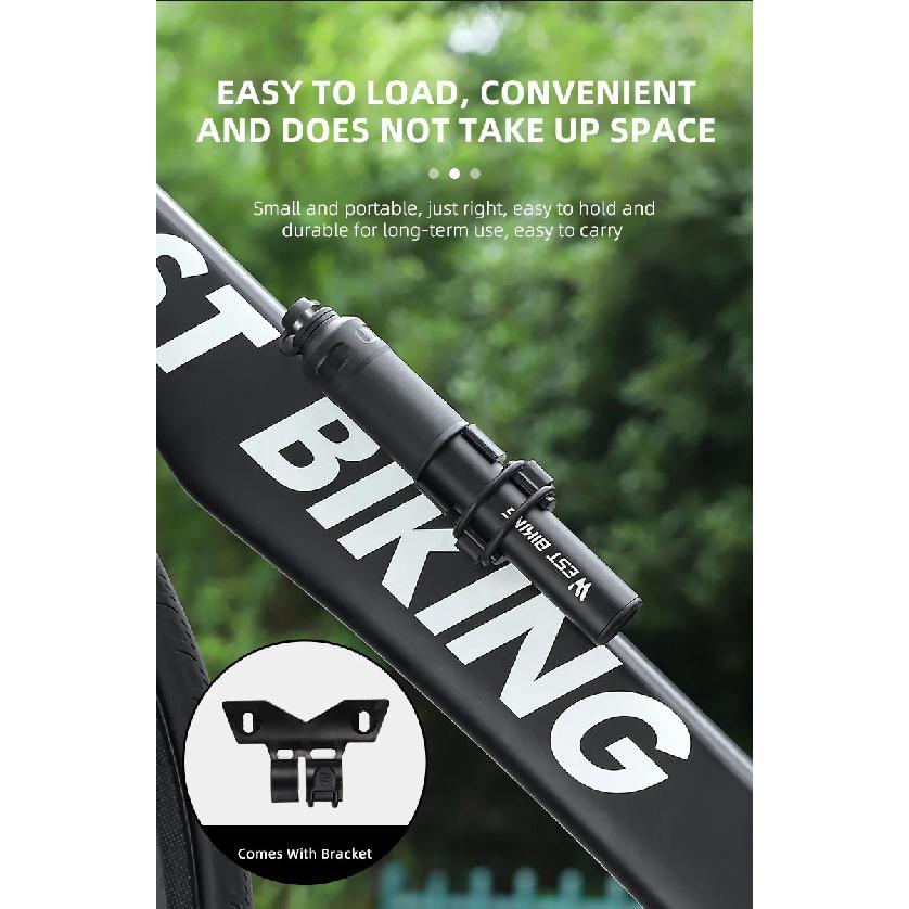 WEST BIKING Mini Portable Bicycle Pump 110PSI Hand Air Pump MTB Road Bike Tire Inflator With Extension Hose Cycling Accesories
