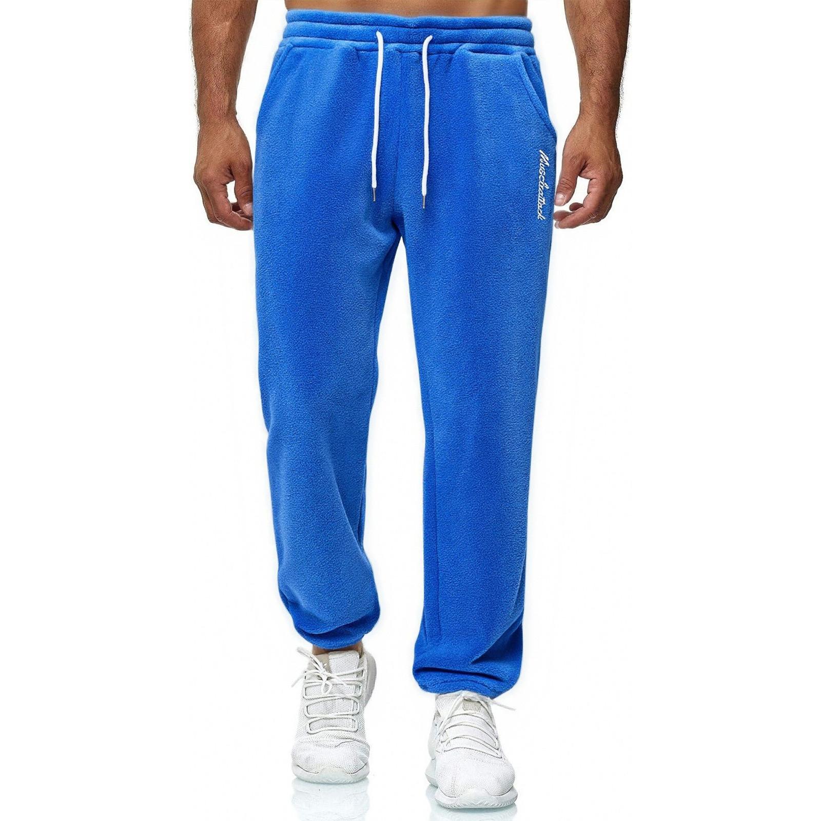 

Мужские спортивные повседневные прямые брюки с английским принтом и кулиской XXL синий