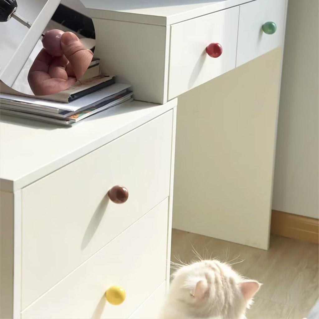 10 Pcs Vintage Colorful Ceramic Door Drawer Handles, 33mm Round Drawer Knobs, Furniture Knobs, Door Knobs, Ball Shape Furniture Handles for