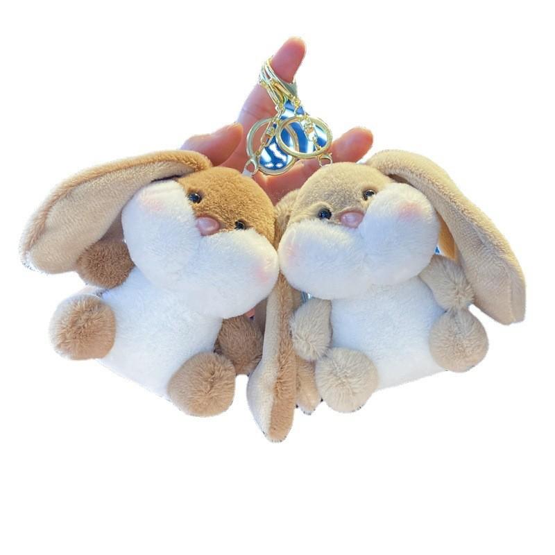 Cute Rabbit Plush Toy With Silver Keyring For Bag Accessory And Collection