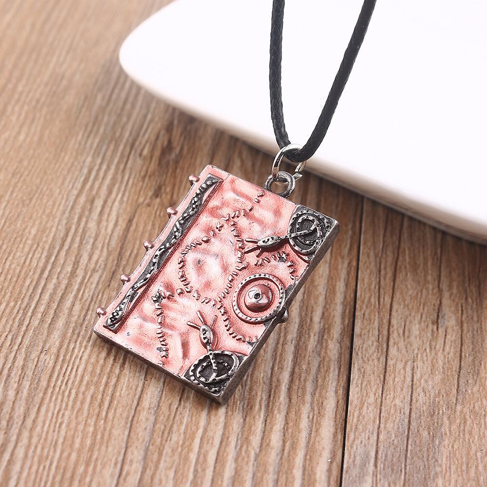 Movie Hocus Pocus 3D Spell Book Necklace Witches Sanderson Sisters Magic Book Double Sided Pendant Choker for Women Kid Gifts