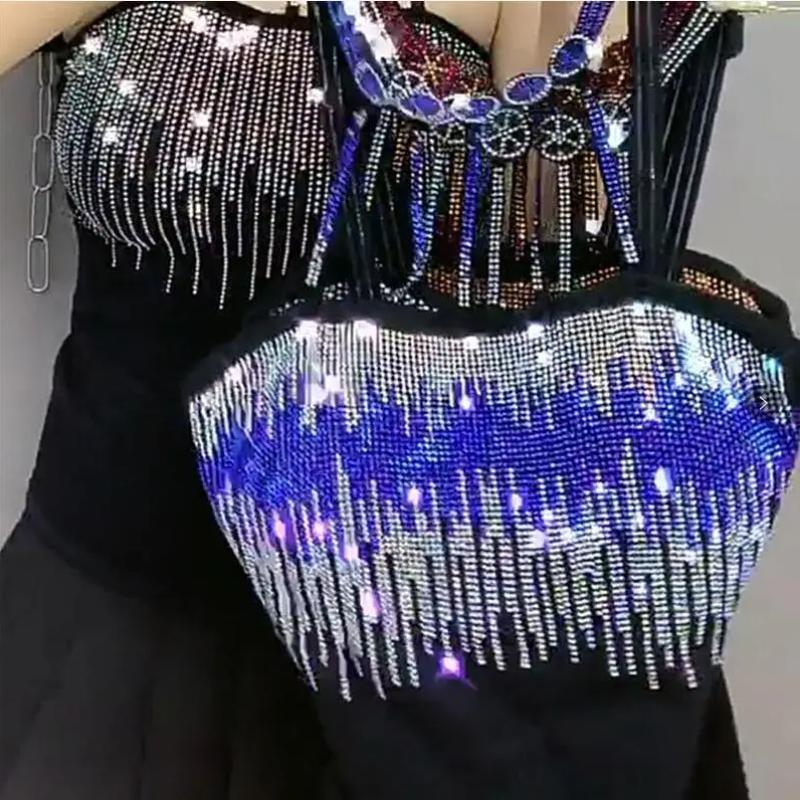 

Сексуальная майка для женщин, модная тонкая бретелька, горячая майка с бриллиантами, женская студенческая майка, эластичный топ, трендовая уличная одежда L небесно-голубой