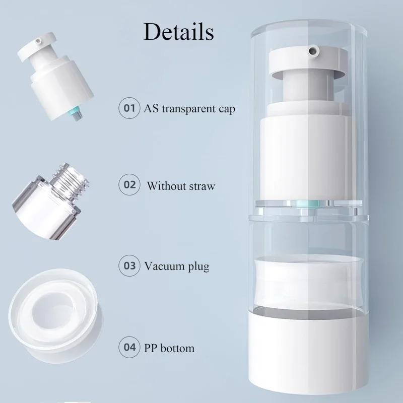 Clear Refillable Vacuum Airless Cream Pump Bottle, Empty Travel Airless Cosmetic Container, Portable Makeup Lotion Dispenser Bottle