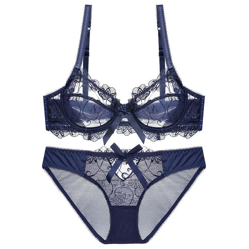 Sexy Plus Size Lingerie Set: Sheer, Anti-Sag, Lace Bra for Smaller Bust Look