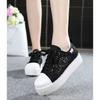 Summer New Lace-up Mesh Casual Shoes Flat-soled Thick-soled White Shoes Women's Breathable Hollowed-out Lace Muffin Women's Single Shoes