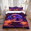 3pc Halloween Cat Cover Set - 1 Quilt Cover + 2 Pillowcases, All Seasons Bedroom Setting, Perfect for Home088
