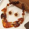 Artistic Resin Jewelry Set With Irregular Shapes And Floral Patterns For Summer