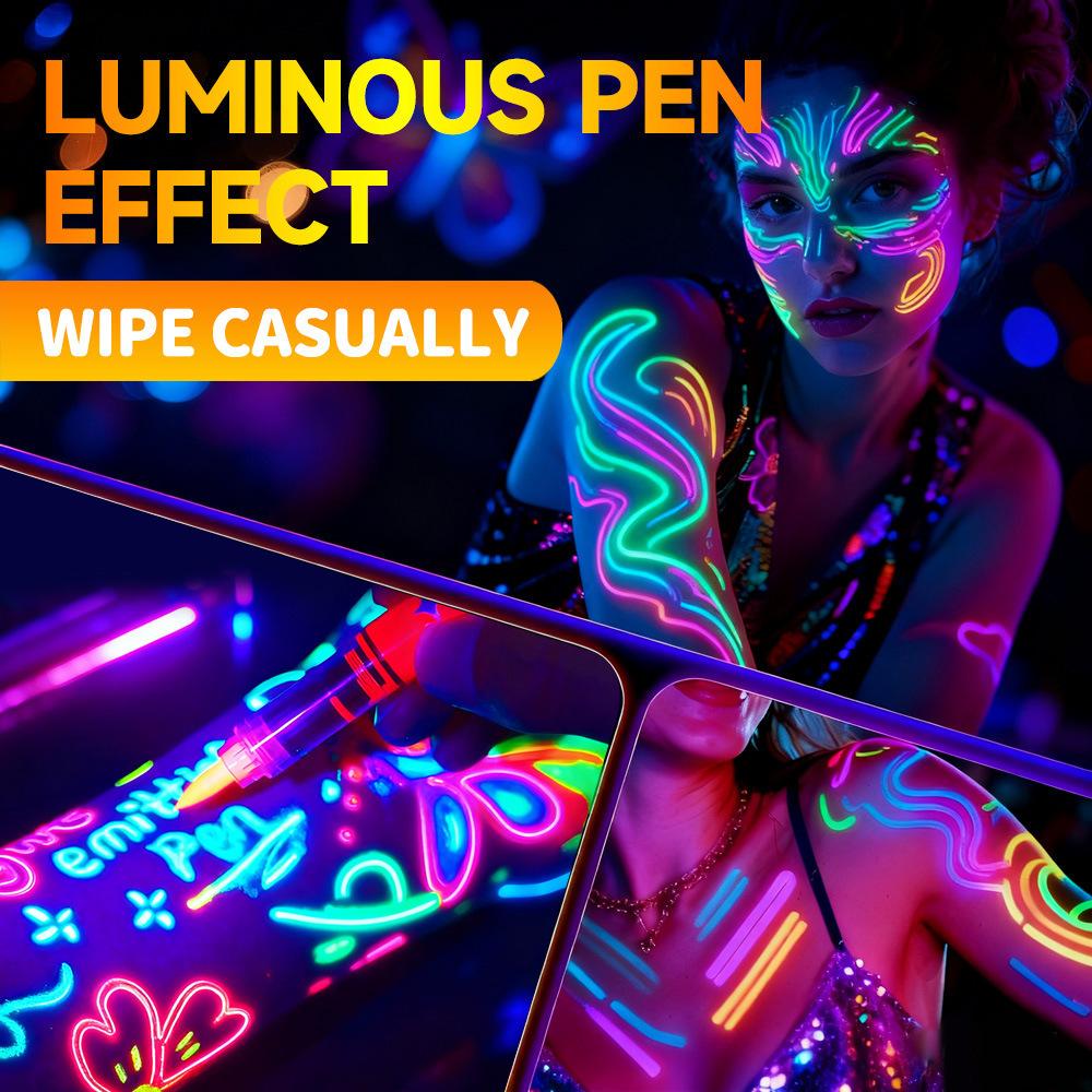 8 Colors Fluorescent Pens Highlighter Colorful Paint Pen Glow In The Dark Bright DIY Luminous Marker Pen Craft Pen for Drawing
