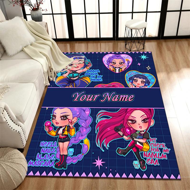 1PC Custom Name "Chibi Characters Action" Theme Floor Mat Ideal for Living Room, Game Rooms, Office, Bedroom, Office Floor Mat , Floor Mats for Home