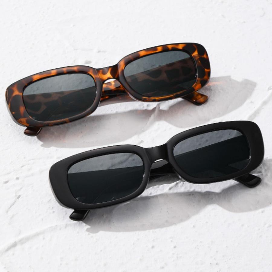 2Pcs Fashion Small Square Frame Sunglasses Combination Black White Set Retro Style Cute Ladies Daily Holiday Decoration Glasses