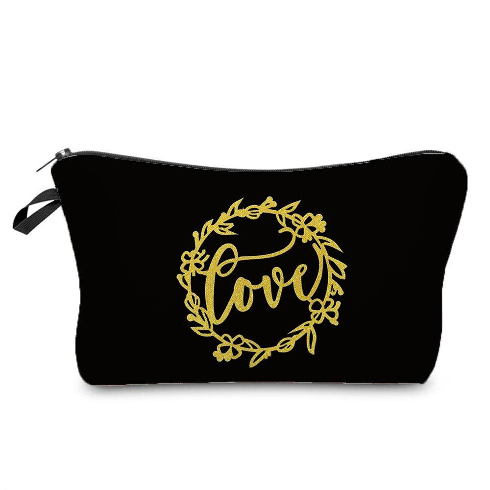 Women English Alphabet Print Cosmetic Bag Toiletries Organize Travel Storage Case 6696