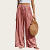 Pantaloni Larghi Estivi a Righe da Donna Vita Elastica Pantaloni Casual con Tasche Leggeri Vestibilità Larga Pantaloni da Spiaggia