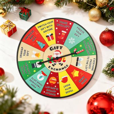 Christmas Gift Exchange Spinner Wheel Wooden White Elephant Party Game for Family Coworkers Adults Kids Holiday Party Supplies