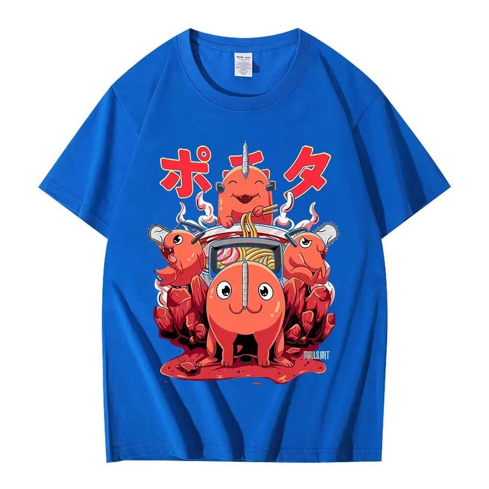 Japanische Anime Kettensäge Bedrucktes T-Shirt Sommer 100 % Baumwolle T-Shirt Unisex Damen Kurzarm T-Shirt Unisex Harajuku O-Ausschnitt T-Shirts Tops