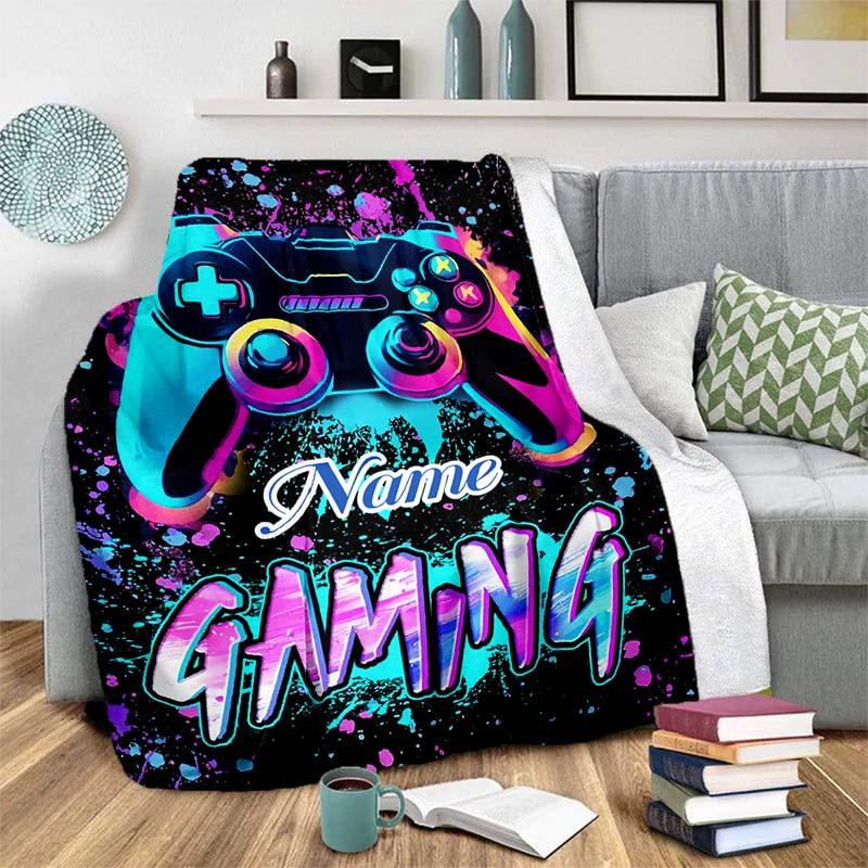 Game Enthusiast Customize Your Name Blanket Warm Comfortable Soft Blanket For Chair Office Sofa Bed Sofa Office Camping Suitable For Gifting Relatives