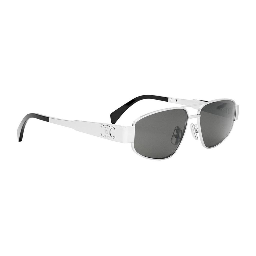 Celine Mirror Leg Sculpted Aviator Sunglasses Men Sunglasses Silver CL40281U.