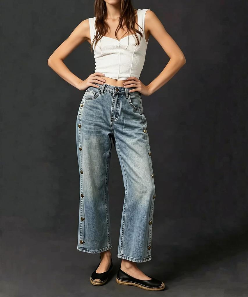 Women's Casual Cropped Jeans - Length Denim Pants for Everyday Wear