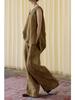Autumn Origami-Inspired Sleeveless Linen Top with Mottled Texture