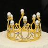 Original Flowers Children's Round Crown Hair Accessories Bridal Jewelry Cake Baking Highlight Pearl Crown King