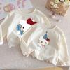 Girls Cotton Long Sleeve T Shirt Cute Cartoon Print Ruffle Crew Neck Base Layer Top For Autumn