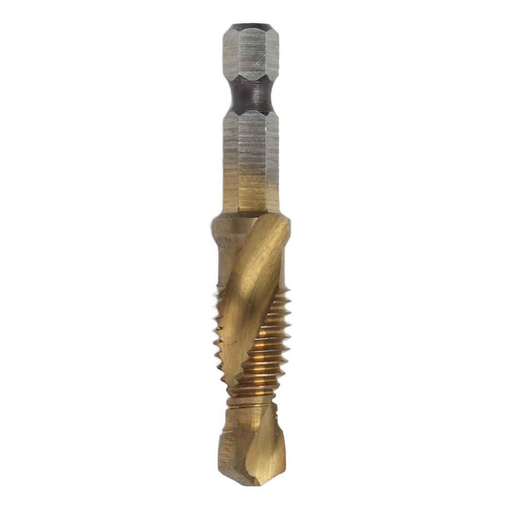 Tap Drill Bits Hex Shank Titanium Coated Metric Screw Combination Tapping Bit for WoodM10