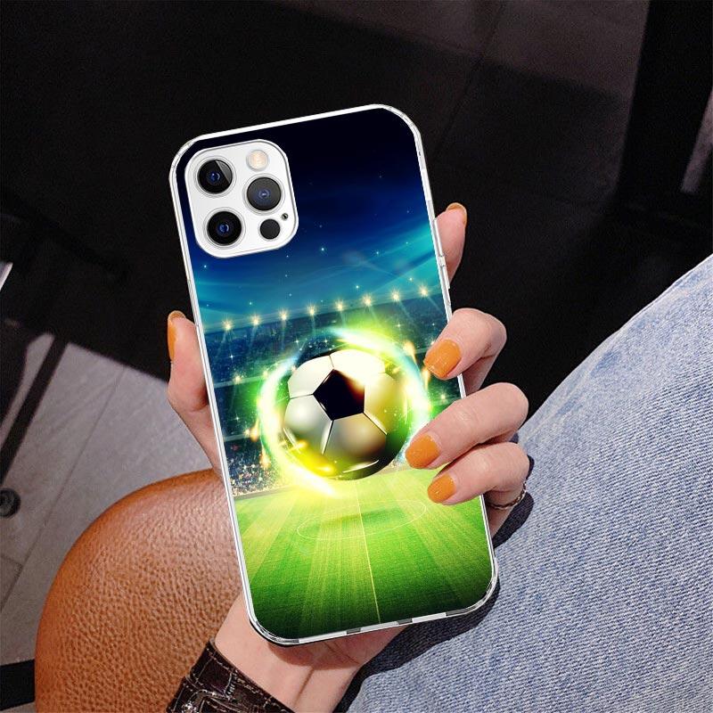 Football Soccer Ball Design Phone Case For iPhone 17 Air 16 Pro Max 16E 15 + 14 Plus 11 12 13 Mini 7 8 SE Gift Print Cover Funda