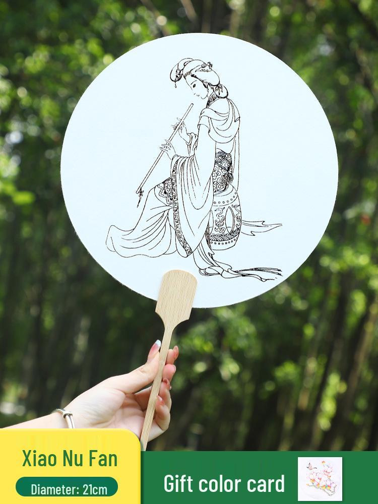 Thickened Xuan Paper Round Fan - Blank Lacquer Fan Kit for Chinese Painting & Calligraphy, Ancient Style, Double-Sided, Ideal for Children