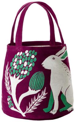 Morita MiW Tote Bag Plain Flower Rabbits Purple Colorful and Lovely Shape Tightly Woven Thick Fabric with Elegant Colored Lining Cotton [Emplet Veil]