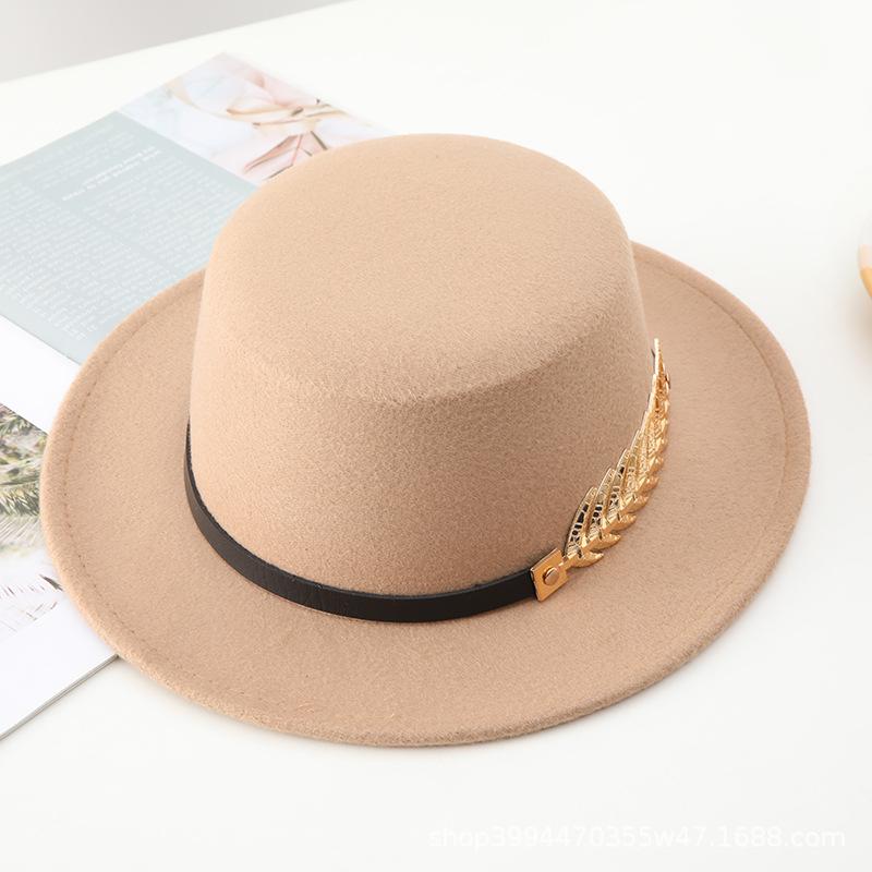 Autumn and Winter New Retro British Style Flat Top Top Hat Couple Men and Women Gentleman's Hat Spring and Autumn Small Flat Brim Woolen Warm