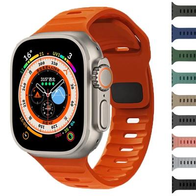 רצועת סיליקון עבור Apple Watch ultra 2 Band 44 מ"מ 49 מ"מ 45 מ"מ 42 מ"מ 40 מ"מ 41 מ"מ 38 מ"מ צמיד ספורט correa iwatch Series 7 6 3 se 8 9
