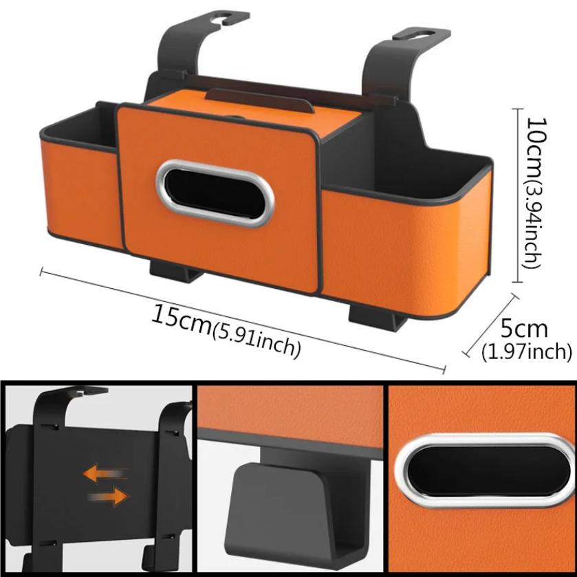 Multifunctional Car Organizer Rear Drainage Holder Storage Hanging Box In Car Bag For Stowing Tidy With Phone Tissue Cup Holder