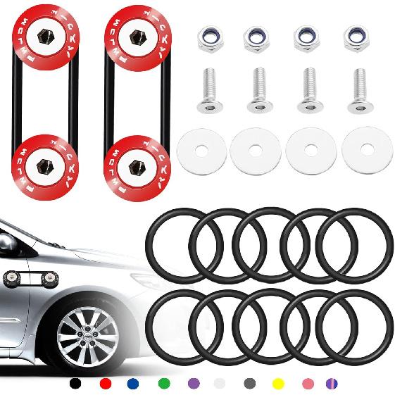 Taiss Bumper Quick Release (Black),Front Rear Bumper Holders Quick Release Kit(4 Quick Release Tabs with 12 O-rings),with Washer and Stainless Steel красный